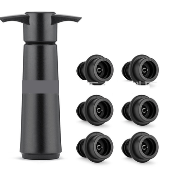 Vákuumos bordugó, rozsdamentes acél vákuumszivattyú, bordugó, bortároló eszköz egy pumpával és két dugóval.