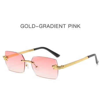 Gepárdmintás, keret nélküli, szögletes napszemüveg, keret nélküli szárral, női retró fém napszemüveg nagykereskedelemben, divatos férfi szemüvegek a világ minden tájáról