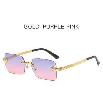 Gepárdmintás, keret nélküli, szögletes napszemüveg, keret nélküli szárral, női retró fém napszemüveg nagykereskedelemben, divatos férfi szemüvegek a világ minden tájáról