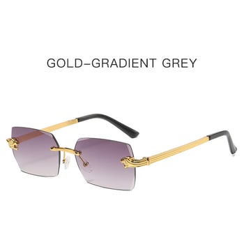 Gepárdmintás, keret nélküli, szögletes napszemüveg, keret nélküli szárral, női retró fém napszemüveg nagykereskedelemben, divatos férfi szemüvegek a világ minden tájáról