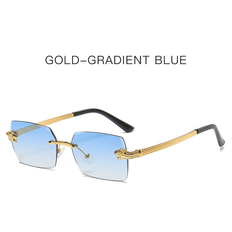 Gepárdmintás, keret nélküli, szögletes napszemüveg, keret nélküli szárral, női retró fém napszemüveg nagykereskedelemben, divatos férfi szemüvegek a világ minden tájáról