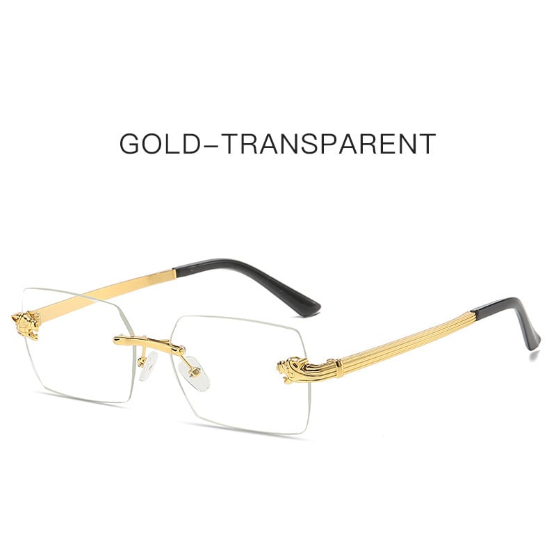 Gepárdmintás, keret nélküli, szögletes napszemüveg, keret nélküli szárral, női retró fém napszemüveg nagykereskedelemben, divatos férfi szemüvegek a világ minden tájáról