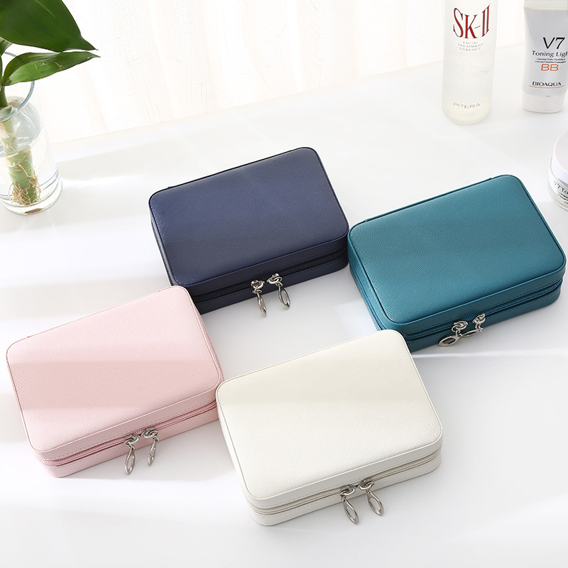 Minimalistická šperkovnica z umelej kože, prenosná šperkovnica na náušnice a náušnice, malá šperkovnica so zipsom