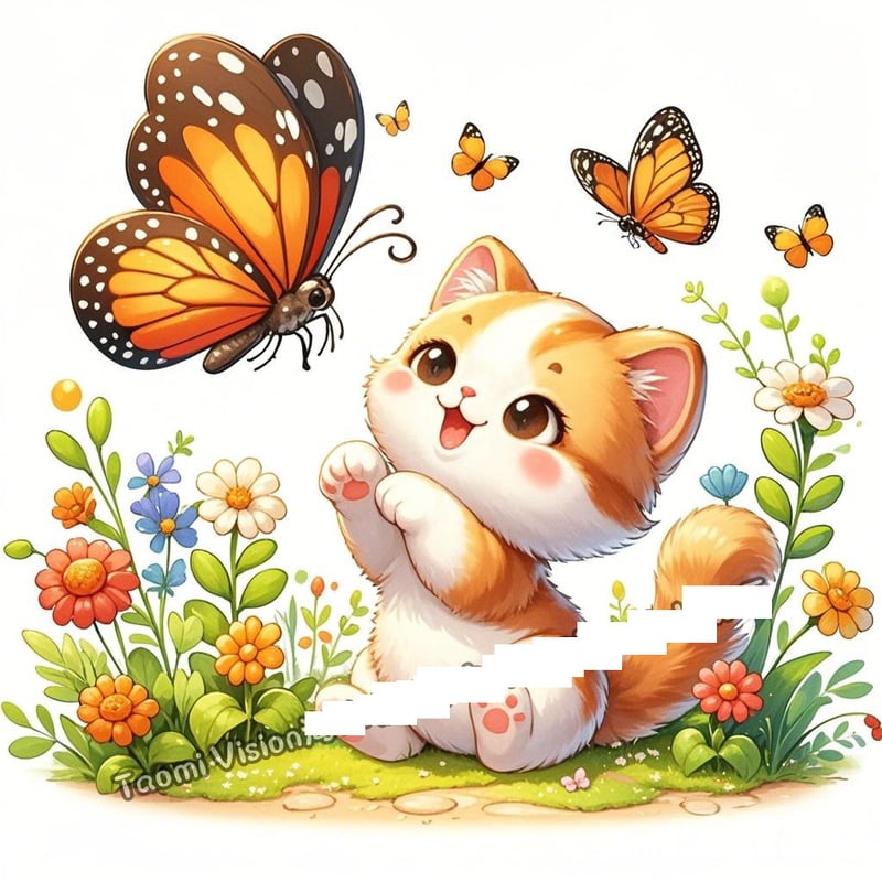 Сладки и успокояващи котки, играещи в цветя и пеперуди, стикери за електрически автомобили, електрически превозни средства и водоустойчиво стенно изкуство за домове и хладилници.