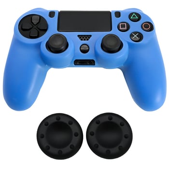 Silikónové puzdro a sada krytiek tlačidiel pre ovládač PS4: Ochranné puzdro pre ovládač PS4 s 2 krytkami tlačidiel v polohe 8 hodín