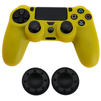 Silikónové puzdro a sada krytiek tlačidiel pre ovládač PS4: Ochranné puzdro pre ovládač PS4 s 2 krytkami tlačidiel v polohe 8 hodín