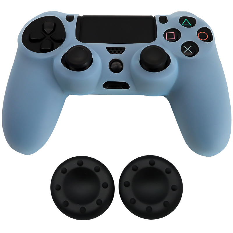 Silikónové puzdro a sada krytiek tlačidiel pre ovládač PS4: Ochranné puzdro pre ovládač PS4 s 2 krytkami tlačidiel v polohe 8 hodín