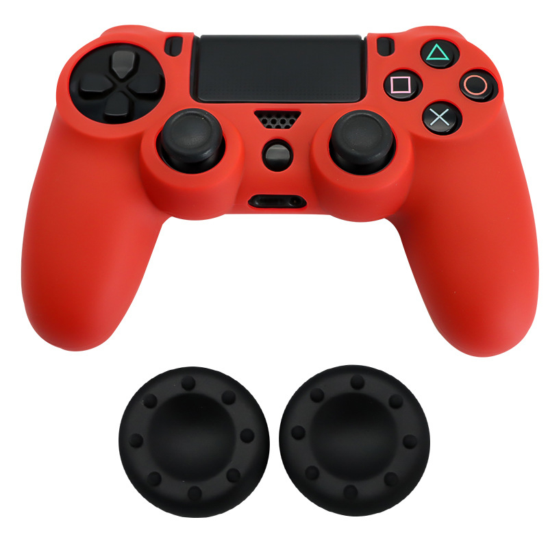 Silikónové puzdro a sada krytiek tlačidiel pre ovládač PS4: Ochranné puzdro pre ovládač PS4 s 2 krytkami tlačidiel v polohe 8 hodín