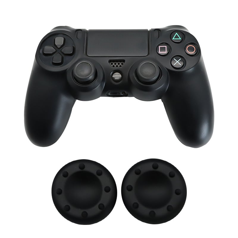 Silikónové puzdro a sada krytiek tlačidiel pre ovládač PS4: Ochranné puzdro pre ovládač PS4 s 2 krytkami tlačidiel v polohe 8 hodín