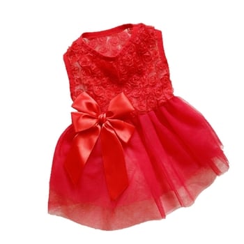 Univerzális kisállatruhák macskáknak és kutyáknak, karácsonyi témájú hímzett 3D rózsák, kétrétegű szalagok és tüll