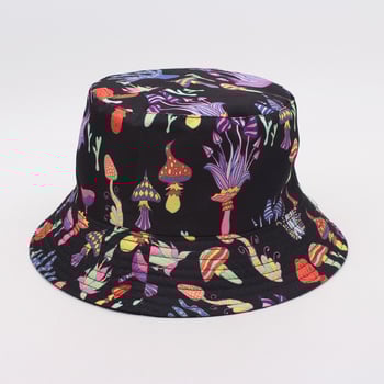 Pălărie de găleată cu imprimeu de ciuperci transfrontaliere, pălărie de găleată reversibilă în stil european și american, pălărie de soare pentru exterior.