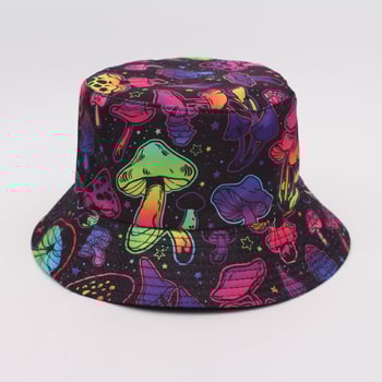 Pălărie de găleată cu imprimeu de ciuperci transfrontaliere, pălărie de găleată reversibilă în stil european și american, pălărie de soare pentru exterior.