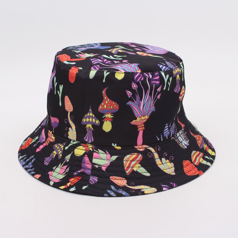 Pălărie de găleată cu imprimeu de ciuperci transfrontaliere, pălărie de găleată reversibilă în stil european și american, pălărie de soare pentru exterior.