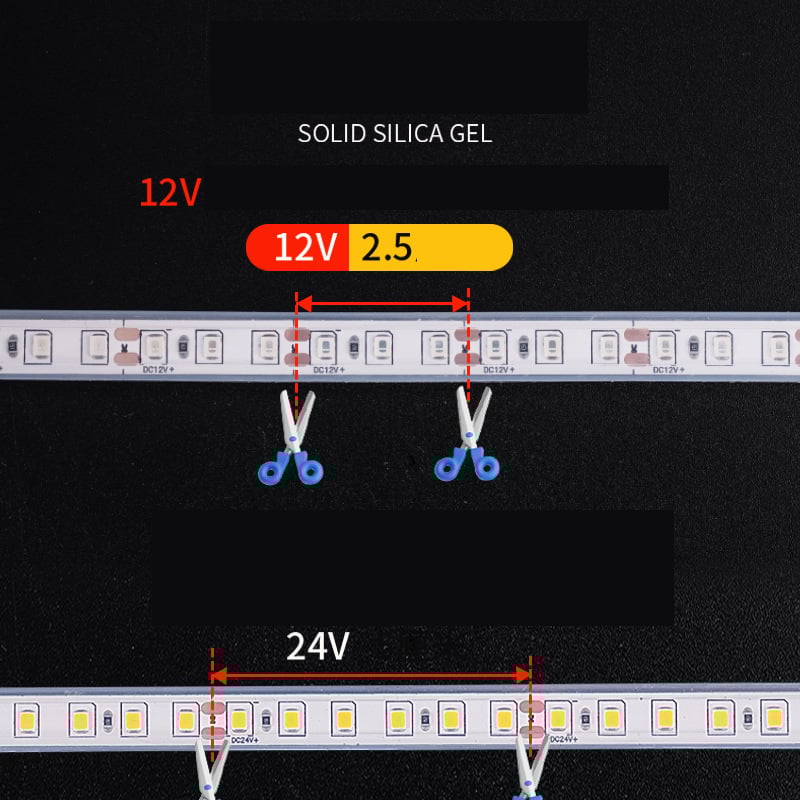 LED svjetlosna traka, 12V/24V, vodootporna za automobile i kamione, visoka svjetlina, pogodna za vanjsku upotrebu, inženjerske primjene i reklamne svjetlosne kutije.