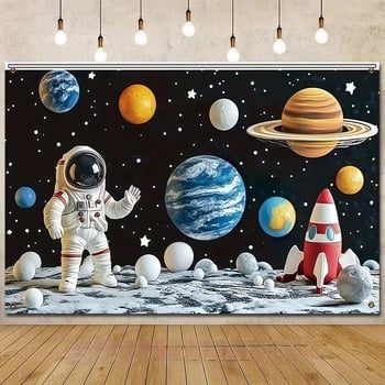 Нов плат за фон с анимационни снимки с тема астронавт за рождени дни