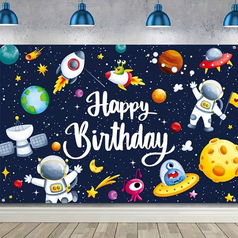 Нов плат за фон с анимационни снимки с тема астронавт за рождени дни