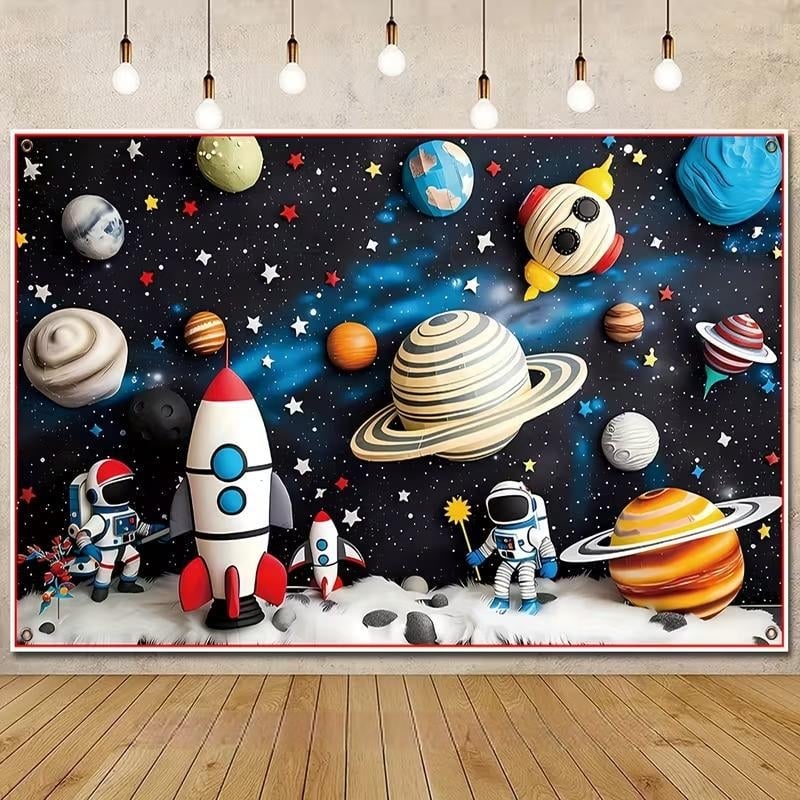 Нов плат за фон с анимационни снимки с тема астронавт за рождени дни