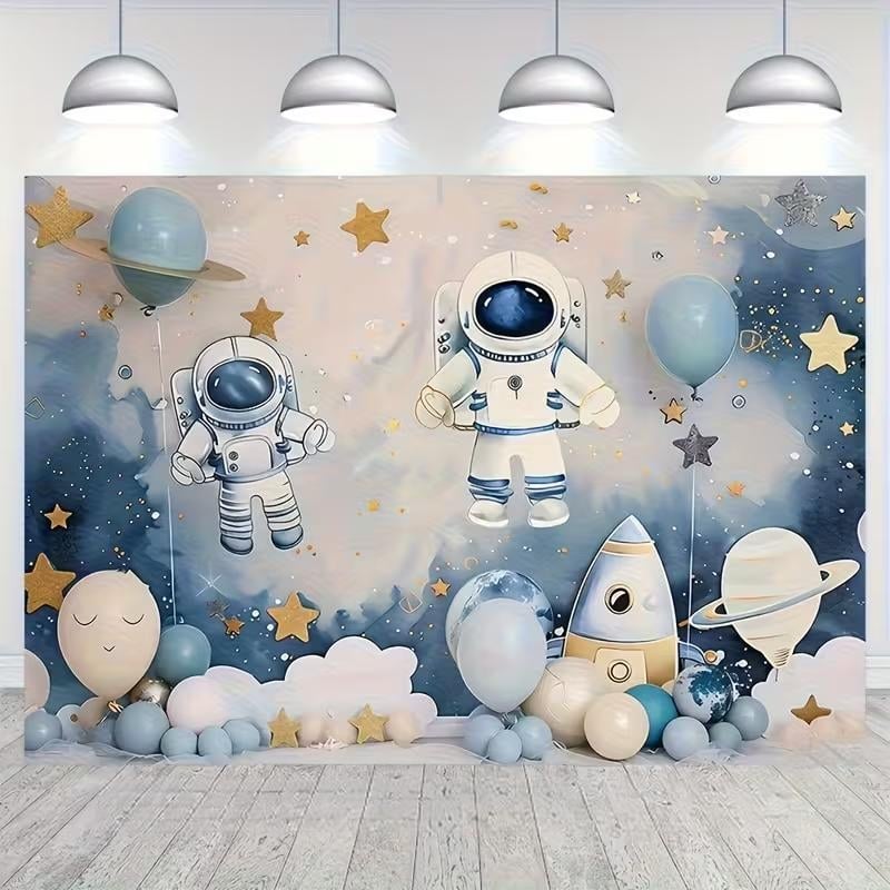 Нов плат за фон с анимационни снимки с тема астронавт за рождени дни