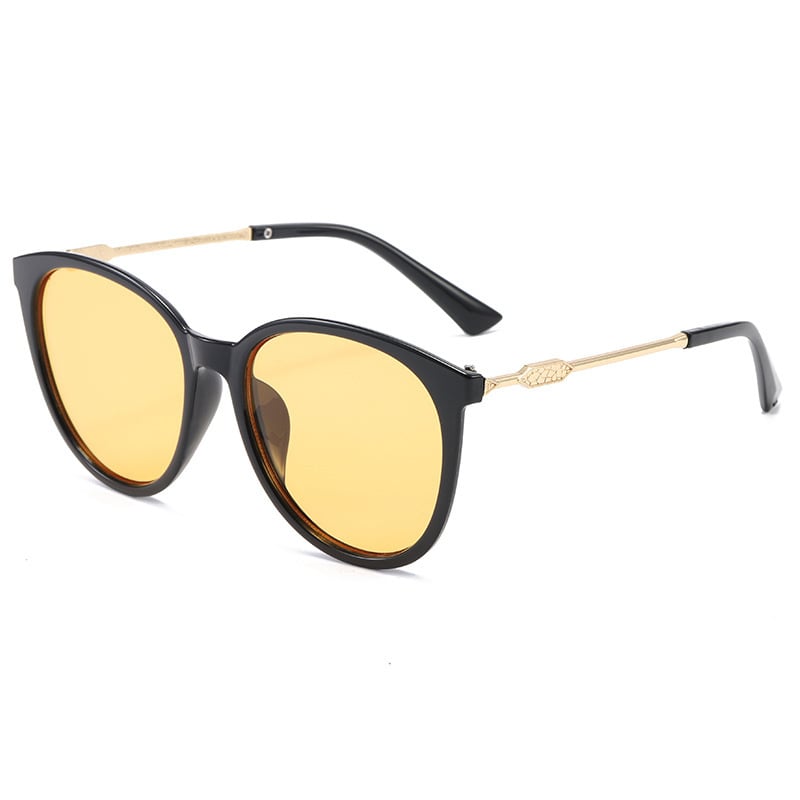 Европейски и американски стил кръгла рамка за лице, здрава рамка, модерни ретро кръгли метални дръжки, нови дамски слънчеви очила