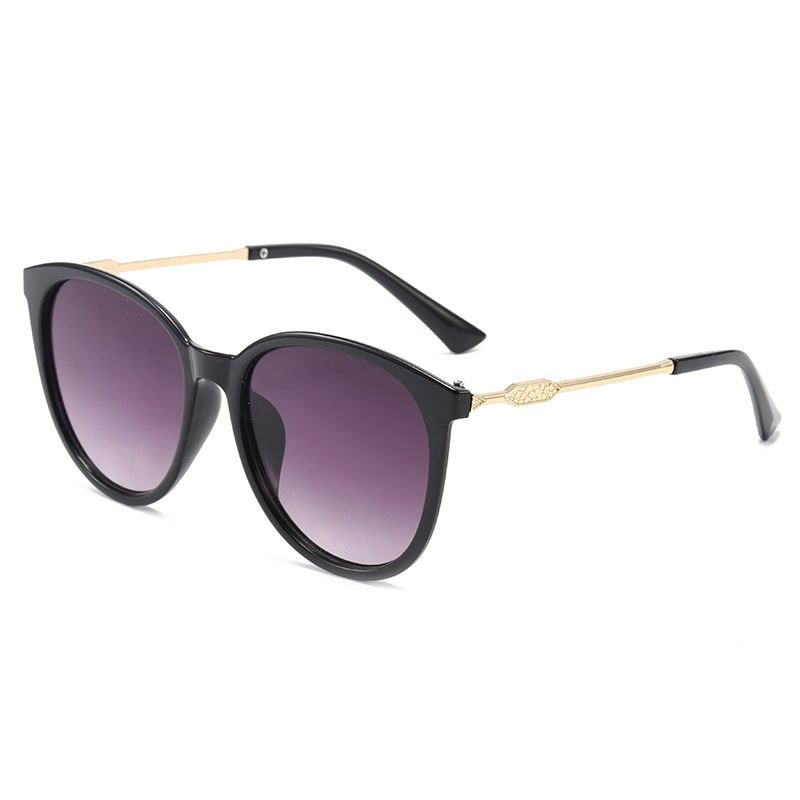 Европейски и американски стил кръгла рамка за лице, здрава рамка, модерни ретро кръгли метални дръжки, нови дамски слънчеви очила