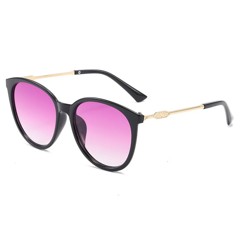 Европейски и американски стил кръгла рамка за лице, здрава рамка, модерни ретро кръгли метални дръжки, нови дамски слънчеви очила