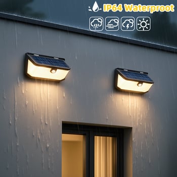 Ηλιακό επιτοίχιο φωτιστικό για πύλες, μπαλκόνια, διαδρόμους, αυλές, αδιάβροχο εξωτερικό ηλιακό πάνελ με αισθητήρα LED