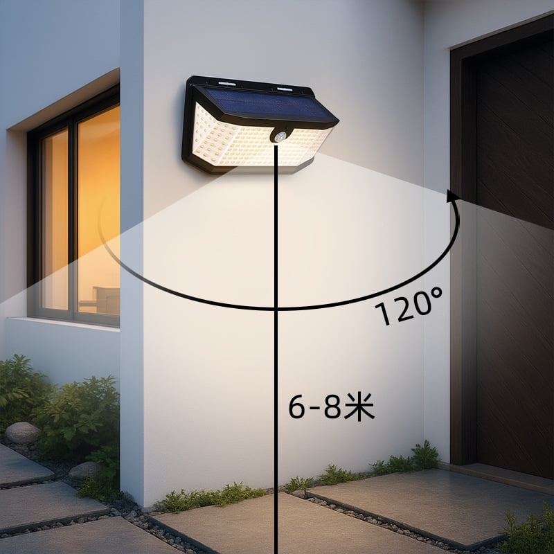 Ηλιακό επιτοίχιο φωτιστικό για πύλες, μπαλκόνια, διαδρόμους, αυλές, αδιάβροχο εξωτερικό ηλιακό πάνελ με αισθητήρα LED