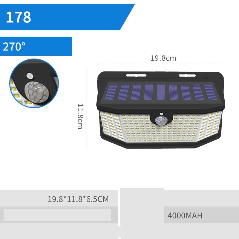 Ηλιακό επιτοίχιο φωτιστικό για πύλες, μπαλκόνια, διαδρόμους, αυλές, αδιάβροχο εξωτερικό ηλιακό πάνελ με αισθητήρα LED