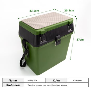 Многофункционална рибарска кутия със седалка и зелена раница с презрамки, PE кутия за примамки