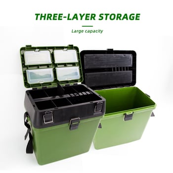 Многофункционална рибарска кутия със седалка и зелена раница с презрамки, PE кутия за примамки