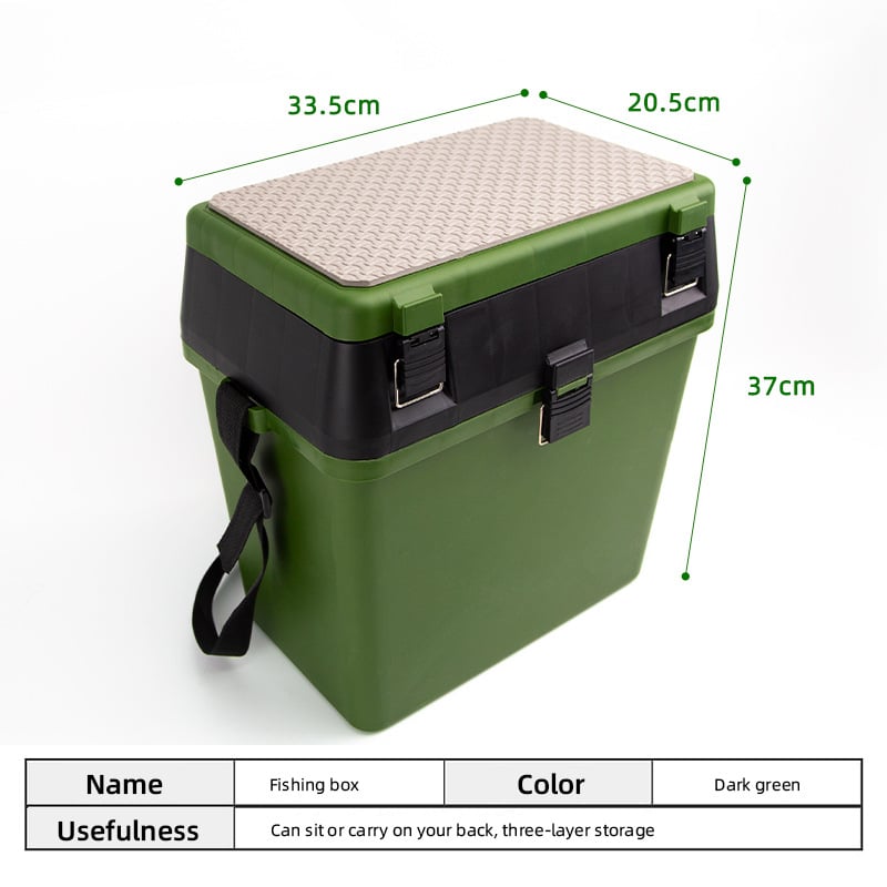 Многофункционална рибарска кутия със седалка и зелена раница с презрамки, PE кутия за примамки