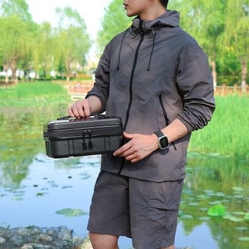 EVA кутия за риболовни принадлежности с твърд корпус, двуетажен органайзер за аксесоари, преносима водоустойчива кутия