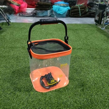 Прозрачен EVA рибен кофа с интегриран контейнер за живи риби, квадратен дизайн, преносима риболовна кофа