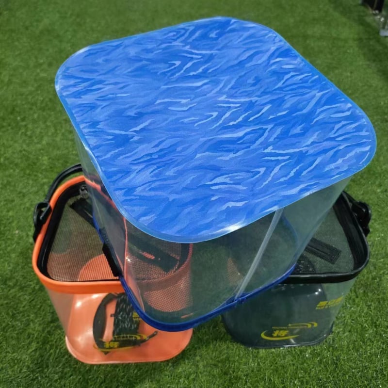 Прозрачен EVA рибен кофа с интегриран контейнер за живи риби, квадратен дизайн, преносима риболовна кофа