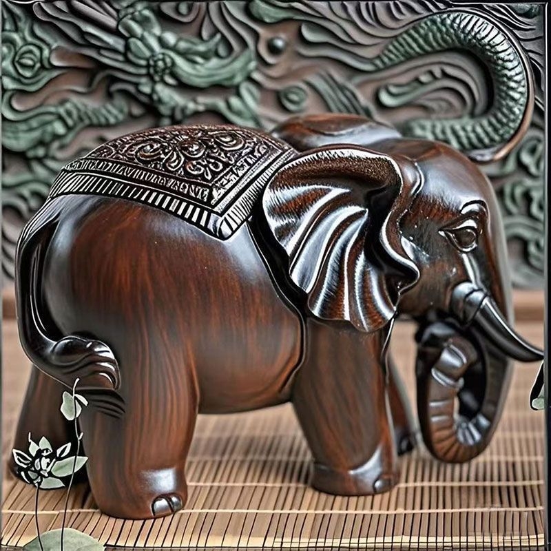 2025 Виетнамски Agarwood резбовани украси, ръчно резбовани Elephant фигури от Walnut дърво, малки дървени слонове, масивно дърво