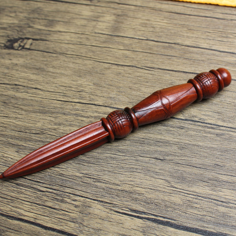 Ръчно издялана дървена подвеска Vajra pestle, твърдо дърво, декоративна украса