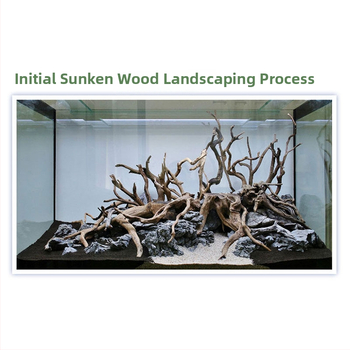 Sada dekoračných prvkov pre akvárium: potopené drevo, koreň azálie, mach a vodné rastliny