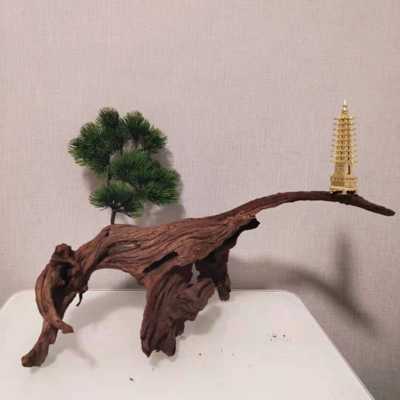 Аквариумна декорация: кореново дърво от лилаво тиково дърво, потънало дърво, дървен стълб