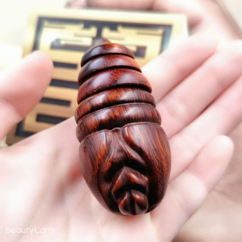 Ръчно резбовано изделие от Rosewood – кокон и какавида, твърдо дърво, подвижно въртящ се масажор, без боя