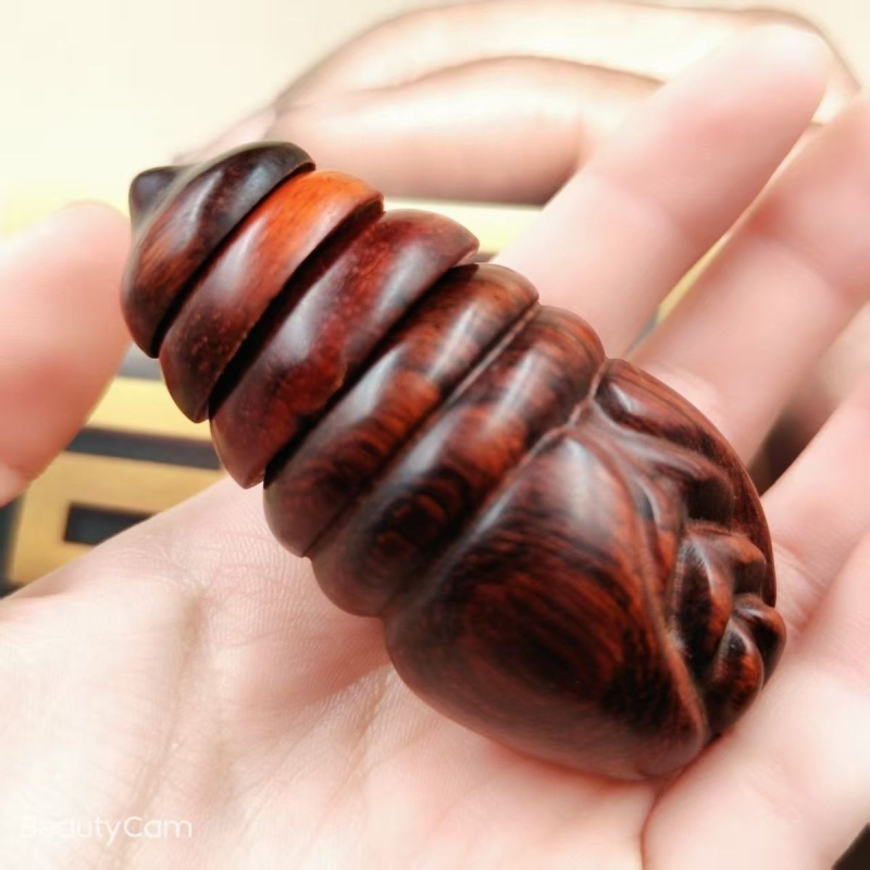Ръчно резбовано изделие от Rosewood – кокон и какавида, твърдо дърво, подвижно въртящ се масажор, без боя