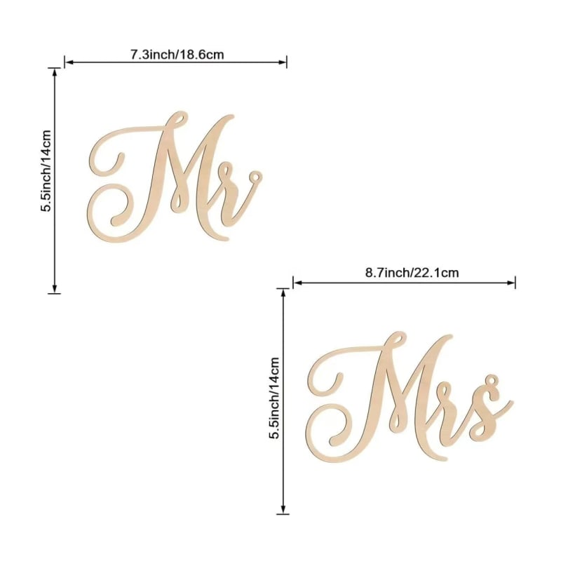 Дървен сватбен знак за младоженци, висящ надпис Mr and Mrs, декоративен знак за столове
