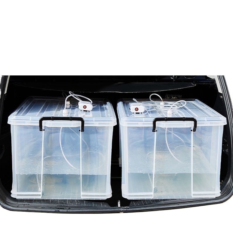 Пластмасова запечатана кутия за пренос на живи риби, за риболов на открито, голям капацитет, кислородирана за транспортиране на морски дарове и водни продукти