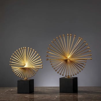 Модерен минималистичен луксозен декоративен елемент за винен шкаф, антре, бюро и офис — метална сплав, геометрична скулптура