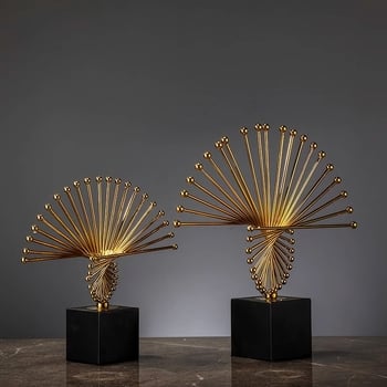 Модерен минималистичен луксозен декоративен елемент за винен шкаф, антре, бюро и офис — метална сплав, геометрична скулптура