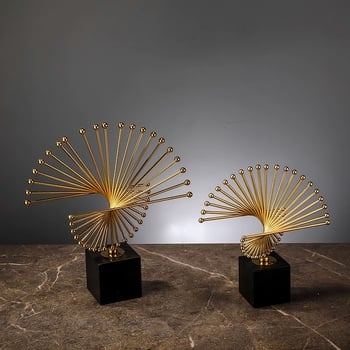 Модерен минималистичен луксозен декоративен елемент за винен шкаф, антре, бюро и офис — метална сплав, геометрична скулптура