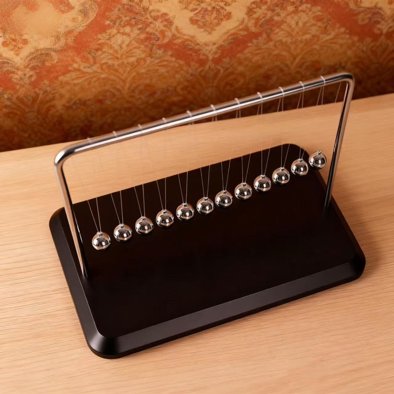 Snake-Shaped Newton's Cradle Desktop Ornament in Wood and Metal — Handcrafted Perpetual Motion Gift for Home or Office