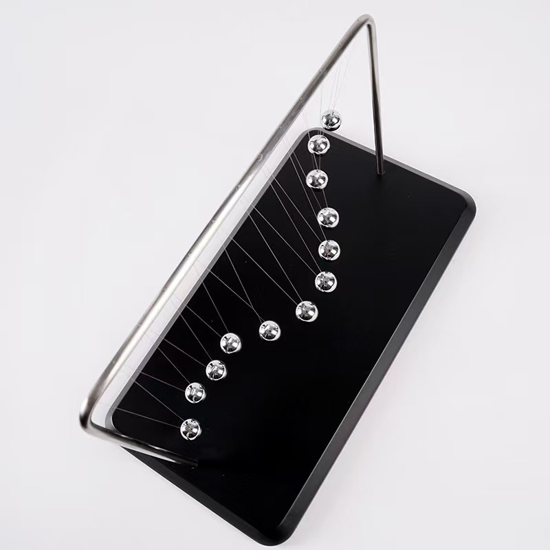 Snake-Shaped Newton's Cradle Desktop Ornament in Wood and Metal — Handcrafted Perpetual Motion Gift for Home or Office
