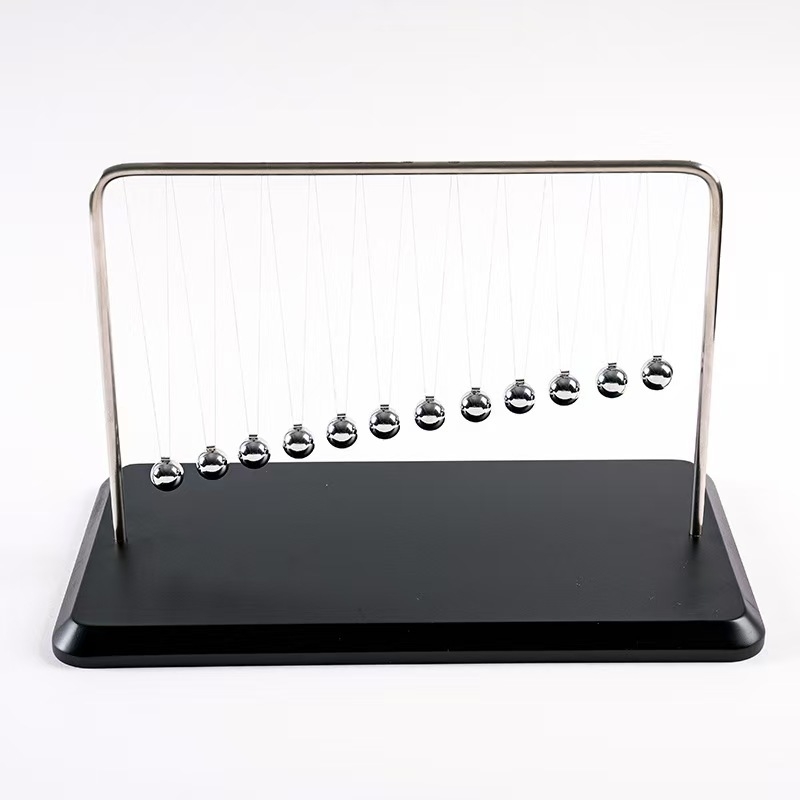 Snake-Shaped Newton's Cradle Desktop Ornament in Wood and Metal — Handcrafted Perpetual Motion Gift for Home or Office