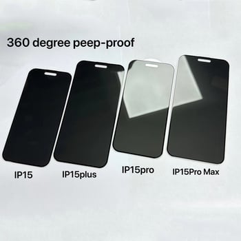 Стъклен протектор за дисплея за iPhone 14 Pro Max – 360° анти‑пийп, прахозащитен