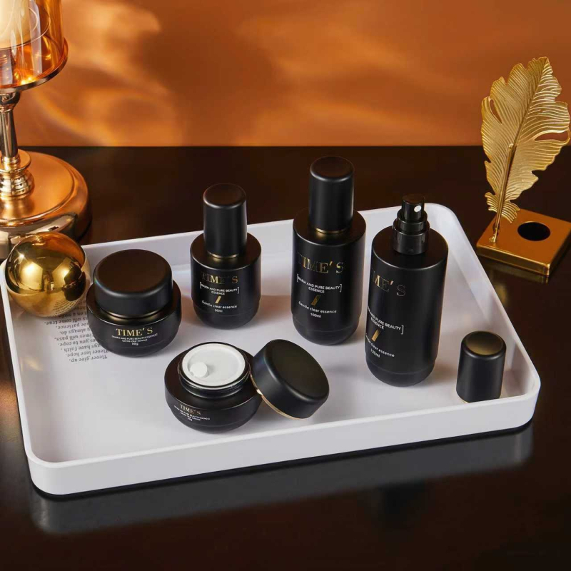Нова морска матова черна серия, 50 ml лосион спрей бутилка и бутилка за крем — луксозен комплект козметика